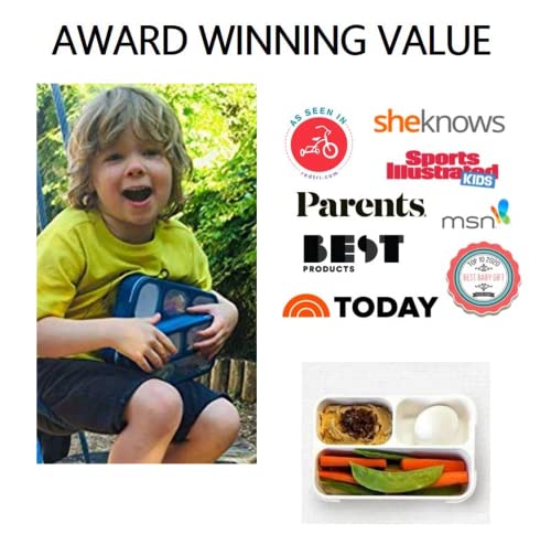 Small Snack Containers for Kids Toddlers - 3 Compartments (Set of 2) - Leak-Proof Boxes with Lids - BPA-Free Plastic Mini Bento Lunch Box - Ideal for School & Daycare, Holds 2 Cups (Red + Navy Blue) - color: Red + Navy Small 2pk