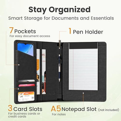 Universal Padfolio Case – Tablet Portfolio Organizer with Notepad Holder – Compatible with iPad 10th 11th Gen, iPad Pro 11, iPad 7 8 9 10.2 10.9 and 9.7 inches - color: Turquoise