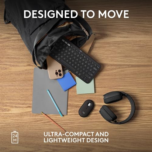 Logitech M350s Pebble 2 Bluetooth Wireless Mouse - Black | Slim, portable, lightweight, customizable button, quiet clicks, easy-switch for Windows, macOS, iPadOS, Android, Chrome OS - color: Black