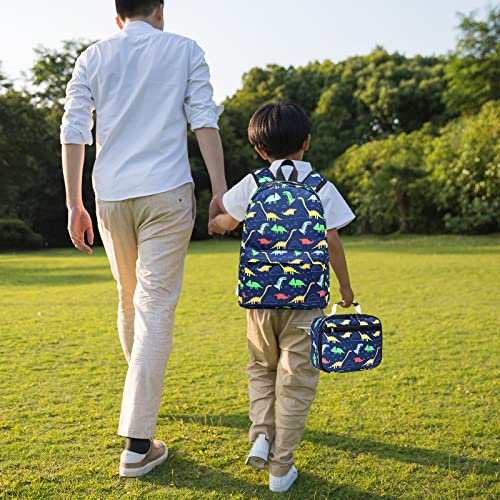 CAMTOP Backpack for Kids, Boys Preschool Backpack with Lunch Box Toddler Kindergarten School Bookbag Set (4-7Years,Dino-Navy Blue, 15/''(L)x11.8/''(H)*5.1/''(W)) - color: Dinosaur Navy Blue