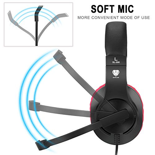BlueFire Kids Headphones for Online School, Children, Teens, Boys, Girls, 3.5mm Stereo Over-Ear Gaming Headphone with Microphone and Volume Control for PS4, PS5, New Xbox One (Red) - color: Red