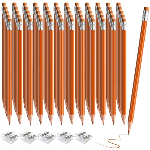 60 PCS Orange Pencils Bulk with Eraser, Pre-Sharpened HB Spring & Easter Pencils for Kids, School Supplies for Writing, Drawing & Easter Art Crafts(Orange) - color: orange