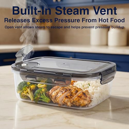 BPA-Free Plastic Airtight Food Storage Containers with Vented Lids, 5-Pack (3.4 Cups Each) for Meal Prep and Leftovers - size: Pack of 5 (3.4 Cup)