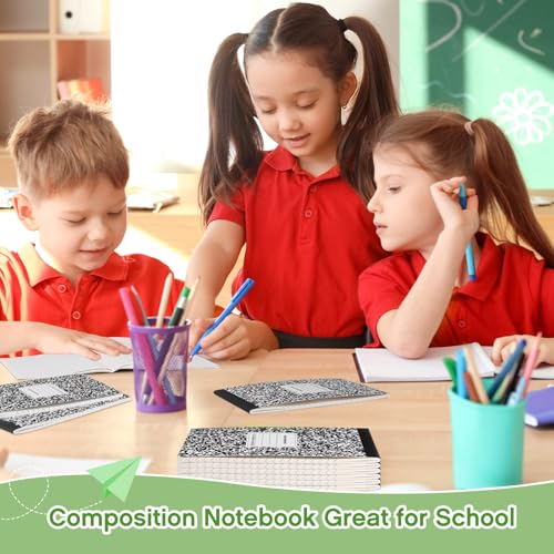 Fainne 20 Pack Composition Notebooks Half Size 4-7/8 x 7-1/2 Inches College Ruled Notebooks Mini Marble Cover Composition Books for Journal School Classroom Supplies 40 Sheets/80 Pages (Black) - color: Black