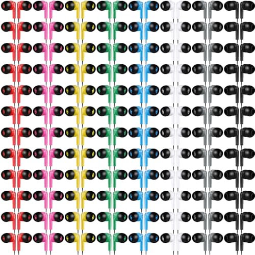 Konohan 160 Packs Bulk Earbuds with Wire Earphones Classroom Wired Headphones for Students Headphones Individually Bagged, 8 Colors Ear Buds Bulk for Classroom School Library(Bright Color) - color: Bright Color