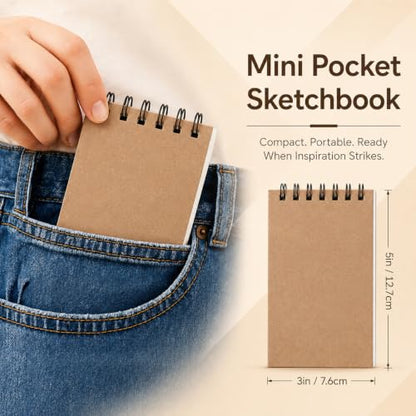 Watersay 100 Pack Small Spiral Notebook Bulk, 3x5 Pocket Notepads,Kraft - color: Kraft