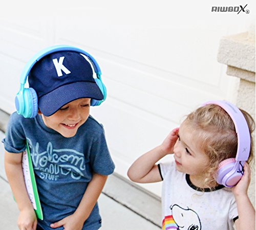 Riwbox WT-7S Kids Bluetooth Headphones Light Up, Foldable Stero Wireless Headset,with Microphone and Volume Control,Comfortable and Durable,for PC/Tablet/TV/Travel(Purple) - color: Purple