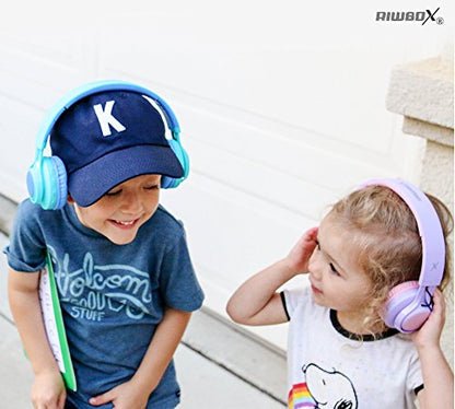 Riwbox WT-7S Kids Bluetooth Headphones Light Up, Foldable Stero Wireless Headset,with Microphone and Volume Control,Comfortable and Durable,for PC/Tablet/TV/Travel(Purple) - color: Purple