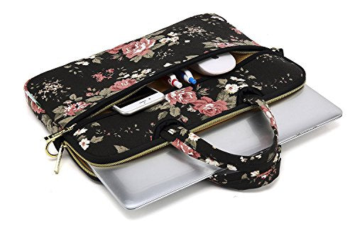 kayond Black C Rose Patten water resistant Laptop Shoulder Messenger Bag Case Sleeve for 14 Inch 14.1 Inch Laptop,Laptop Briefcase - color: Black C Rose, size: 14-14.1 Inch