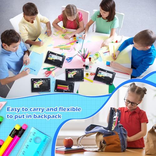 Zhehao 100 Pcs Zipper Binder Pencil Pouches:3 Ring Binder Pencil Pouches with Window Bulk Clear Pen Bags Case for Office School Classroom Supplies(Black,Single Layer) - color: Black, style: Single Layer