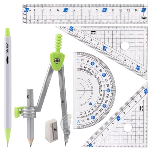 Mr. Pen- Geometry Set, 7 pcs, Compass for Geometry Compass Math | Geometry Kit with Storage Box, Math Compass, Geometry Set for School, Protractor and Compass Set, Drawing Tools, Ruler Set