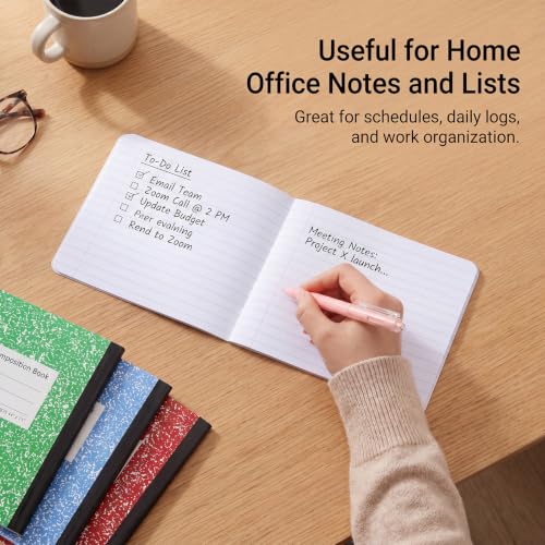 24 Pcs Wide Ruled Composition Notebook Bulk, 4-7/8"x 7.5" Mini Notebooks | Primary Composition Notebooks K-2, Half Size Small Pocket Journal Books, Back to School Gifts for Students