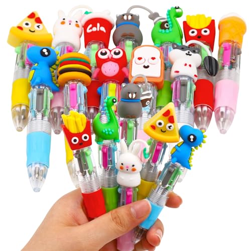 CZWZ 12Pcs Mini Multicolor Pens in One 4-in-1 Cute Pens Bulk, Fun Kawaii Ballpoint Pens for Birthdays and Party Favors Gifts Teacher School Supplies - style: 12Pcs