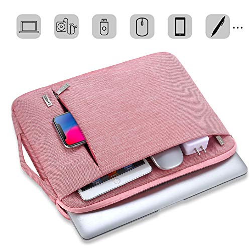 LANDICI 360° Protective Laptop Sleeve 13-14 Inch, Computer Bag Carrying Case for MacBook Air 13 M1/M2, MacBook Pro 13/14, Chromebook 14, Women, Slim, Shockproof, Waterproof, Pink - color: Pink, size: 13-14 Inch
