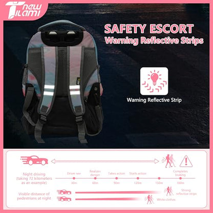 NEW TILAMI 16 Inch Rolling Backpack with Lunch Bag for Kids Adjustable Handle Carry-on Suitcase Wheels for Girls Boys School Travel Camping, Pastel Pink - Blue - color: Pastel Pink - Blue