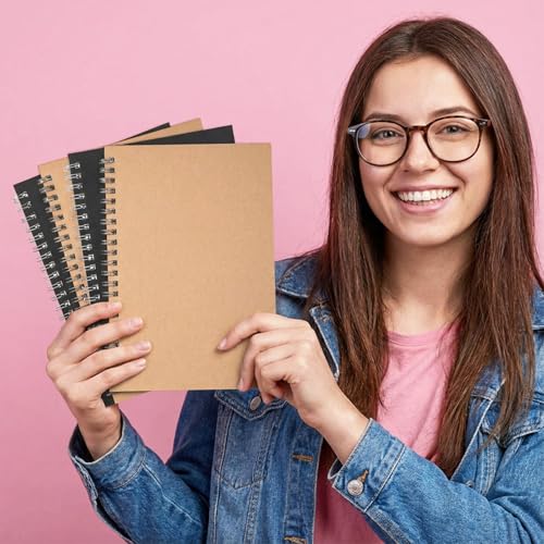 IMengjbang 8 Pack 5 x 8inches Spiral Notebooks, 120 Pages/60 Sheets Notebook Spiral Journal Lined Thick Paper for Gifts Office School Supplies Black and Brown