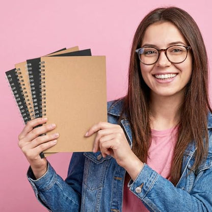 IMengjbang 8 Pack 5 x 8inches Spiral Notebooks, 120 Pages/60 Sheets Notebook Spiral Journal Lined Thick Paper for Gifts Office School Supplies Black and Brown