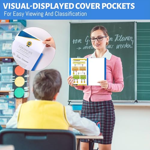 PerKoop 72 Pcs Take Home Folders Bulk Parent Teacher Communication Folder with 2 Pockets Plastic Homework Folder for Student Parent Teacher Classroom Back to School Supplies 11.73 x 9.45'' (Blue) - color: Blue