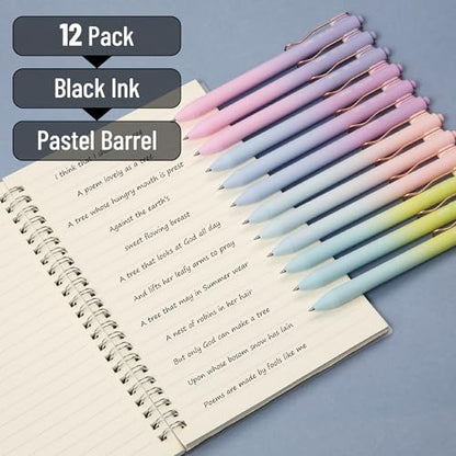 Mr. Pen- Retractable Gel Pens, 12 Pack, Black Ink, Gradient Barrel | Fine Point 0.5 mm, Fast Dry, Smooth Writing, Cute Gel Ink Pens for Drawing, Journaling, Writing Planner and School Supplies