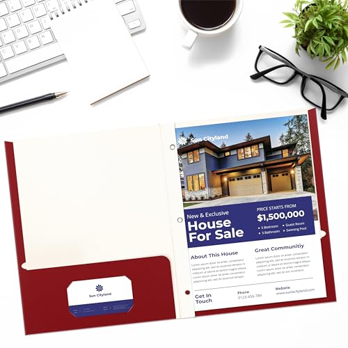 Better Office Products Plastic Folders, 50 Pack Red Paper Folders with Pockets & Folders with Prongs, Matte Texture, Letter Size, 3 Metal Prong Fastener Clips, Durable for Office, School, Filing - color: Red