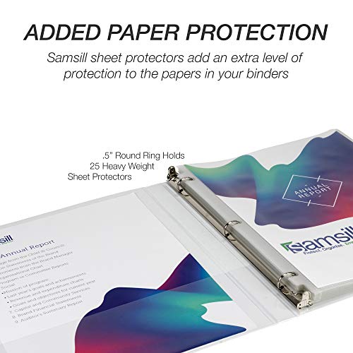 Samsill 8 Pack Durable 0.5 Inch 3 Ring Binders, Round Ring, Clear View Cover for Presentations, White - color: White, size: 0.5-Inch