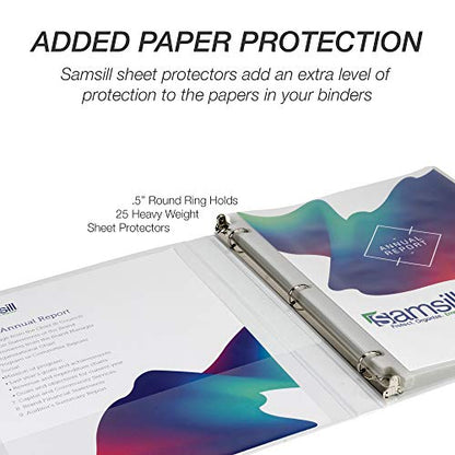Samsill 8 Pack Durable 0.5 Inch 3 Ring Binders, Round Ring, Clear View Cover for Presentations, White - color: White, size: 0.5-Inch