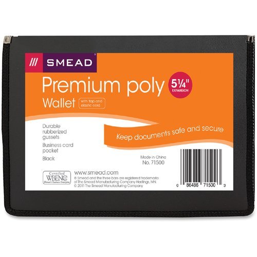 Smead Poly Wallet, Accordion File Organizer for File Folders, Letter Size, Black, 5-1/4 inch Expansion, Office Supplies, Document Organizer (71500) - size: Letter, style: Black