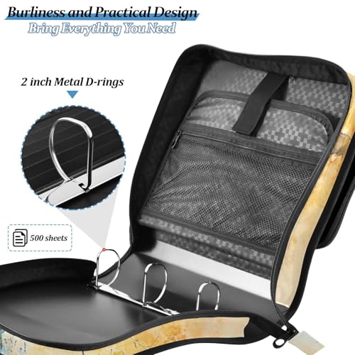 Krafig Storm Blue Tornado Zipper Binder Bag 3 Ring with Handle Shoulder Strap, Binder File Organizer Bag Storage Case for School Office Work
