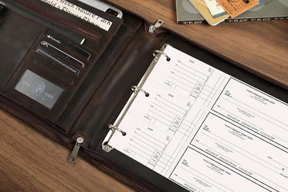 Personalized 3 Ring Check Binder, Engraved Business Checkbook Holder, Zippered for 3 & 9 Holes Checks, 3 on a Page, Dark Khaki - Custom - color: Dark Khaki-2, size: Custom