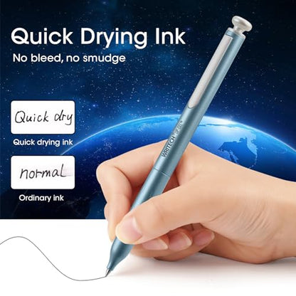WRITECH Gel Pens Fine Point: Premium Metal Barrel Retractable 0.7mm Black Ink Pen 2ct with 2 Refills No Smear & Bleed Quick Dry Smooth Writing Silent Click Luxury Up-Gel - color: Blue & Pink
