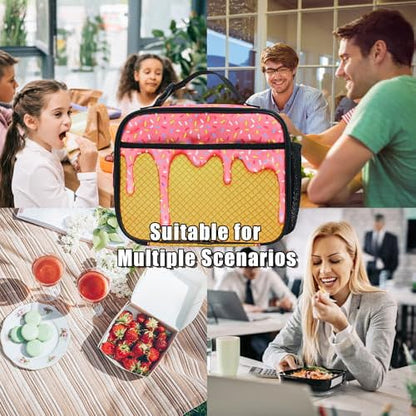 Ice Cream Lunch Bag Insulated Reusable Lunch Box Kids Girls Boys Cooler Thermal Tote Bag For Men Women School Work Picnic - color: Ice Cream
