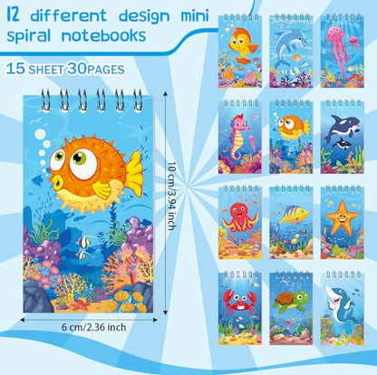Zhanmai 36 Pcs Mini Ocean Animals Notebooks Under The Sea Party Favor Set Sea Animal Pocket Notepads Underwater World Small Spiral Memo Books for Kid Classroom Office Rewards Birthday Party Favor Gift - style: Sea Animal
