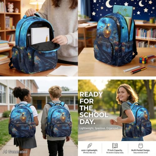 Blue Train Backpack for Boys 8-12 Girls Kids Backpack and Lunch Box Set for Elementary Preschool Student with Zipper Pencil Case Water Bottle Sleeve Lightweight Bookbags School Supplies - color: Blue Train