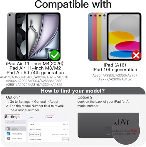 H HOLIMET Case for iPad Air 11 Inch 2026 M4/M3/M2 (2025/2024)/iPad Air 4th/5th Generation 10.9 Inch 2022/2020 with Pencil Holder Soft Back Shockproof Protective Vegan Leather - color: Ash Brown