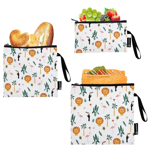 Reusable Food Storage Bags Animal Lion 3 Pack Set Lunch Bag Compact Sandwich Snack Bag Small Medium Large for Lunch, Travel & Organization - color: Bag 4