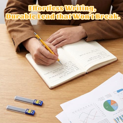 24 Pcs Mechanical Pencil, 0.9mm Metal Retractable Automatic Drafting Pencils Refills for Writing Drawing Sketching Illustration Signature (Yellow)