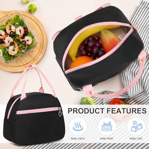 DIGOBAY Rolling Backpack for Girls, Girls Roller Backpack with Lunch Bag and Pencil Case, School Bookbag with Wheels for Elementary Middle High School Travel, Black Pink - color: Black and Pink