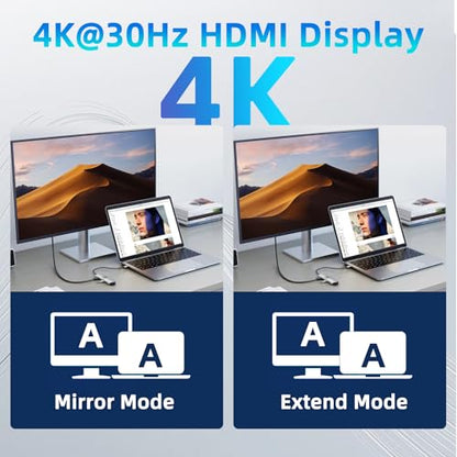 USB C Hub 7 in 1 Adapter, 4K HDMI, 100W PD, 3 USB-A, SD/TF Card Reader, USB C Docking Station for MacBook Pro/Air, Dell XPS, HP, Lenovo Thinkpad, ASUS