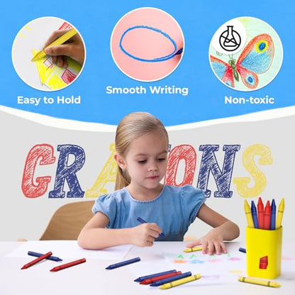 Rosmonde Crayons Bulk, 320 Sets of 3 Pack (960 Count), 3 Vibrant Colors Set | Individually Wrapped Non-Toxic Coloring Crayons, Perfect for School Supplies, Classroom, Parties, Party Favors & Restaurants