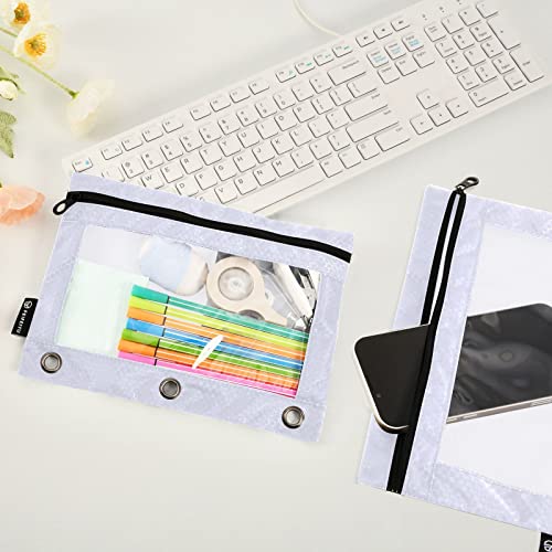 Binder Pouches,Lavender Pencil Pouch for 3 Ring Binder 2 Pack Clear Pencil Bag with Zipper for Office School Supplies - color: Lavender