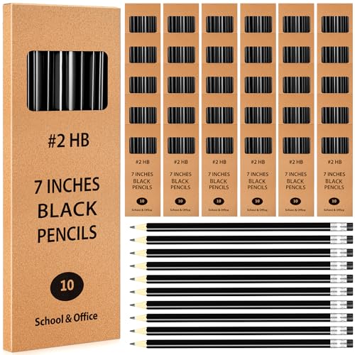 Geyoga 30 Packs of 300 Count #2 Pre Sharpened Pencils Bulk Woodcased for Classroom #2 HB Triangle Shape Pencils with Top Erasers for Teacher Office Back to School Supply(Black) - color: Black