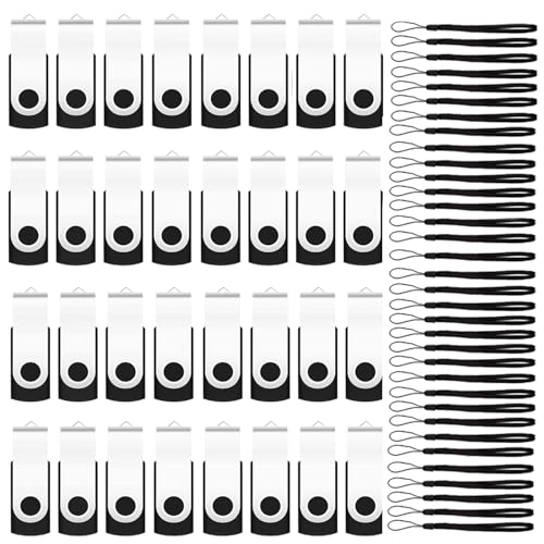 200Packs of 1GB Flash Drive Bulk EASTBULL FAT32 Thumb Drives Pack (Black) | Swivel & Metal USB2.0 Thumb Drive Pack 1G USB Drives Bulk with 200 Strings - size: 1GB, style: 200Pack