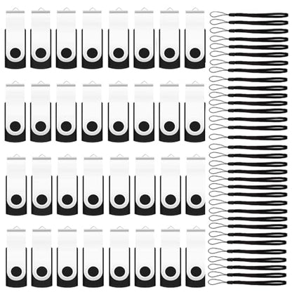 200 Packs of 128MB (Not 128GB) Flash Drives Bulk USB 2.0 Drive Pack (Black) | EASTBULL Swivel & Metal Thumb Drives Bulk 128MB USB with 200 Strings - size: 128MB, style: 200Pack