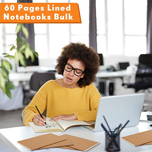 Mimorou 100 Pcs Journals Notebooks Bulk - Kraft Softcover A5 Small Notebooks 5.5 Inch x 8.3 Inch Notepads with 60 Page 30 Sheet for Writing Sketch Travel Office Supplies(Brown,Unlined) - color: Brown, style: Unlined