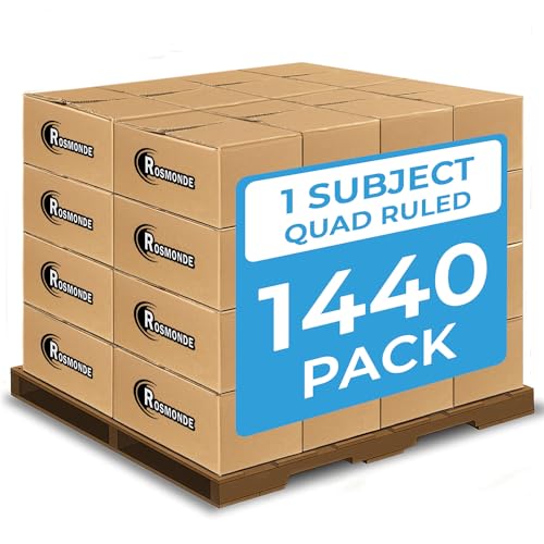 Rosmonde 2000 Packs 1 Subject Notebooks, Quad Ruled Bulk, 70 Sheets | Pallet of Notebooks, Graph Ruled Bulk, 140 pages, 8 x 10-1/2", Bulk Spiral Notebooks for School & Office, 4-7 Days Transit - size: 2000 Pack | Full Pallet