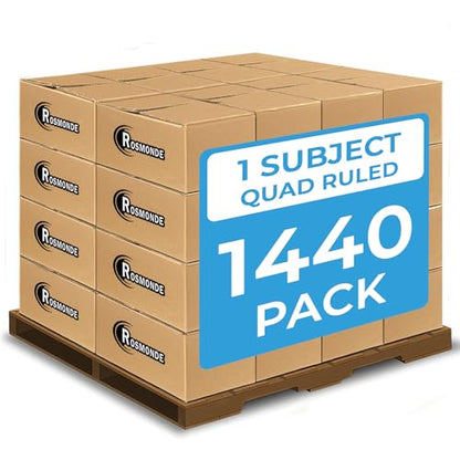 Rosmonde 2000 Packs 1 Subject Notebooks, Quad Ruled Bulk, 70 Sheets | Pallet of Notebooks, Graph Ruled Bulk, 140 pages, 8 x 10-1/2", Bulk Spiral Notebooks for School & Office, 4-7 Days Transit - size: 2000 Pack | Full Pallet