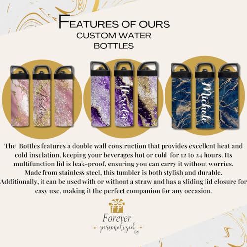 Custom Leakproof Water Bottle 20oz| Gym Tumblers| Running Cup| Adult Tumbler| Marble Sport Bottle (Emerald) - color: Emerald