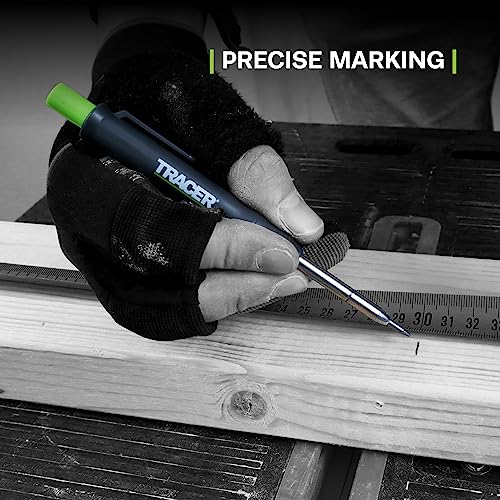 Tracer Mechanical Carpenter Pencils Set with Replacement Lead (6 Pack) - Construction Pencil with Site Holster - All In One Marking Kit for Carpenter Tools Contractor Pencils - AMK1 - style: Pencil + Lead