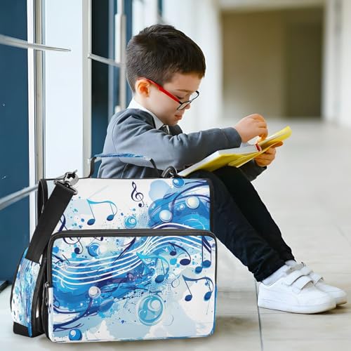 YETTASBIN Musical Note 3-Ring Zipper Binder with Shoulder Strap & Handle - 1.5" Binder Organizer Water-Resistant Expandable File Folder with Multi Pocket for School & Office Supplies