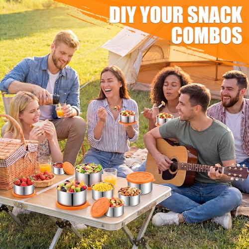 10 Pack Stainless Steel Containers with Lids, 5 Sizes Leakproof Stainless Steel Food Storage Containers, Nesting Snack Holders and Flatware Set with Fork, Knife, Spoon, Chopsticks in Clear Case